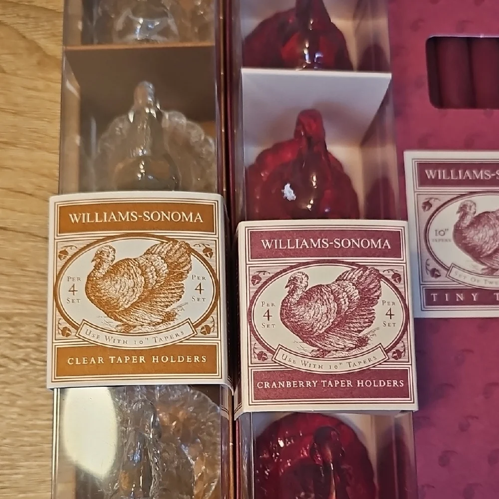 Williams Sonoma Holiday Turkey Candle & Taper Set + 2 Turkey Spreaders